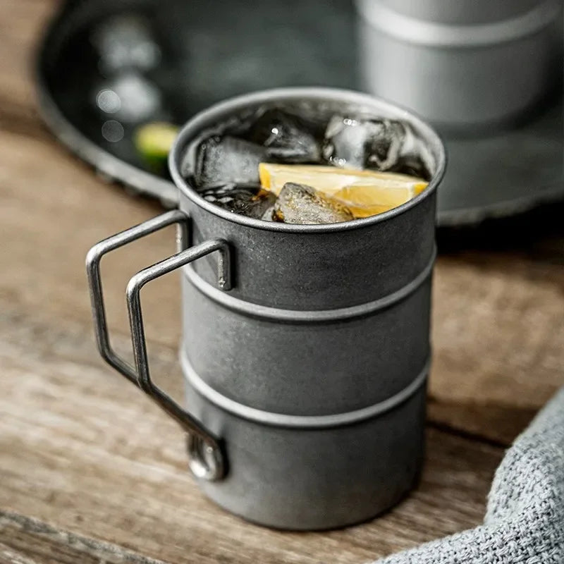 Cheers in Style: Retro Stainless Steel Oil Barrel Beer Mug – Your Industrial-Chic Drinking Essential