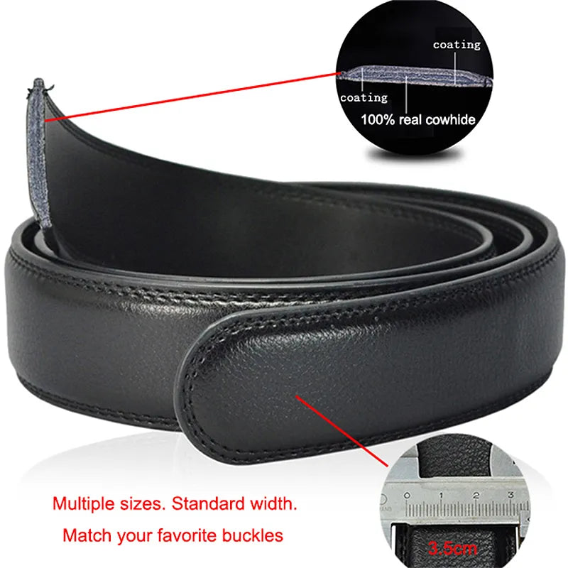 MGS Men's Luxury Leather Belt: Genuine, Stylish, with Automatic Metal Buckle - Man Gifts Shop