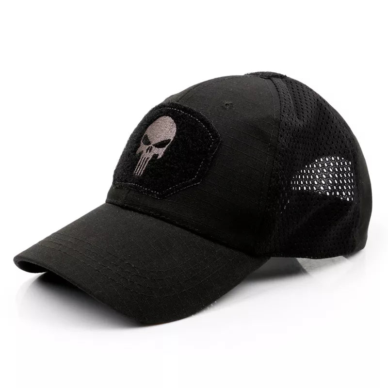 Stay Cool and Camouflaged with our MGS Military Skull Baseball Mesh Cap - Man Gifts Shop