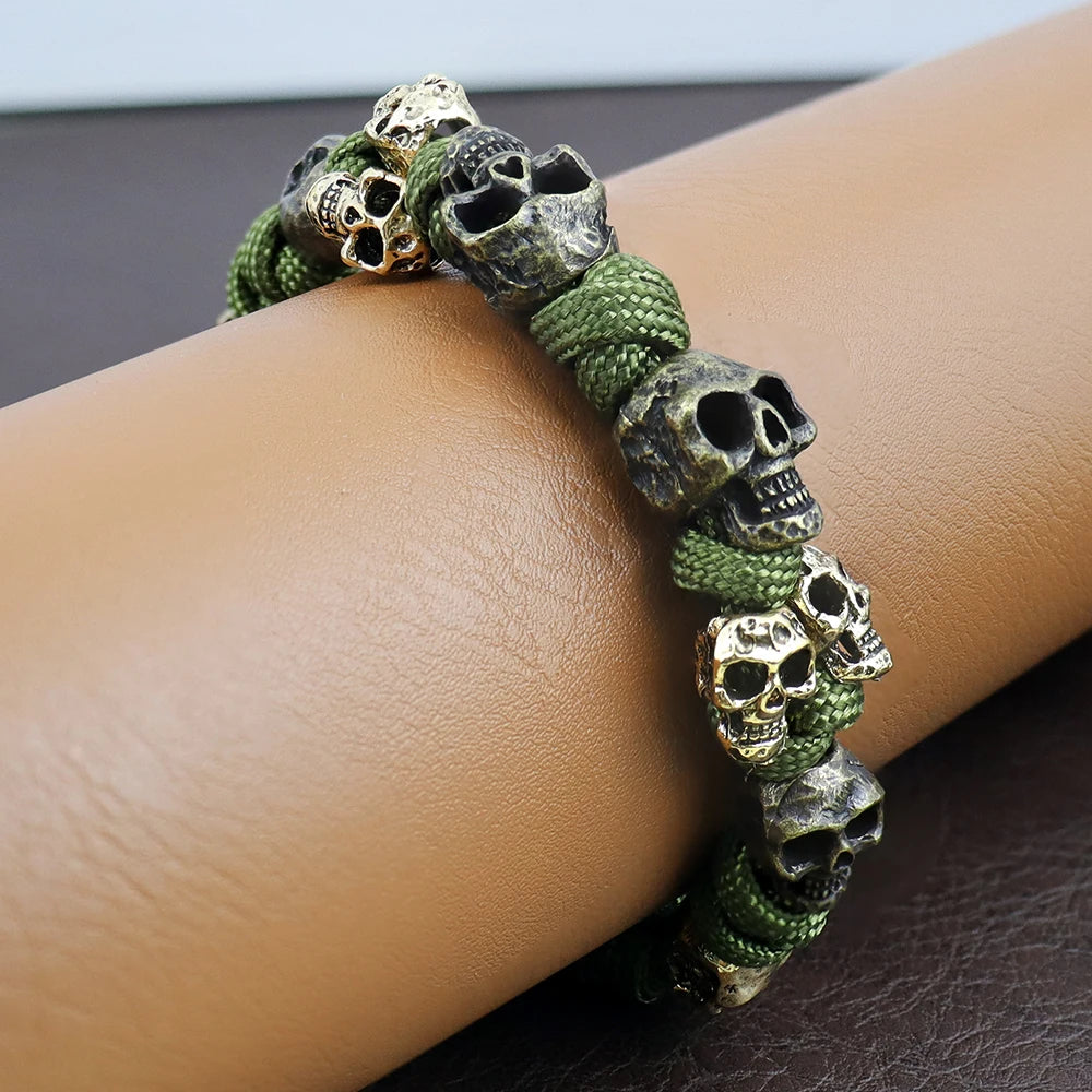 MGS Skull Gothic Adjustable Woven Charm Male Jewelry Bracelet