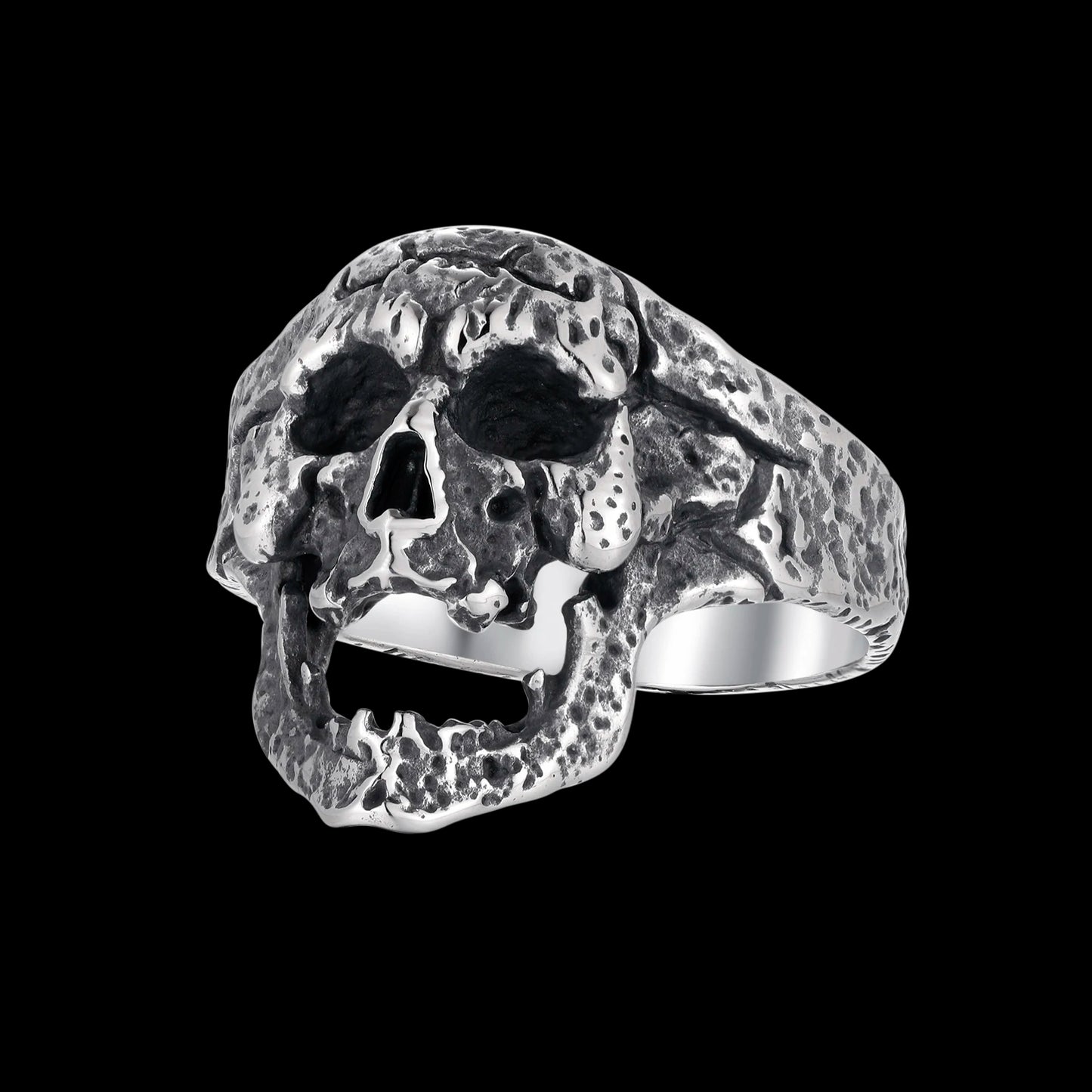 Elevate Your Edge: Unique Silver 316L Stainless Steel Heavy Sugar Skull Ring - Men's Mandala Flower, Santa Muerte, Biker Jewelry - Man Gifts Shop