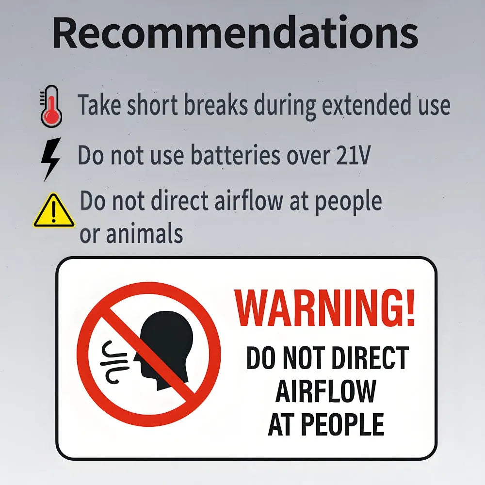 21V Cordless Turbo Blower with 1000W Power and 550g Thrust