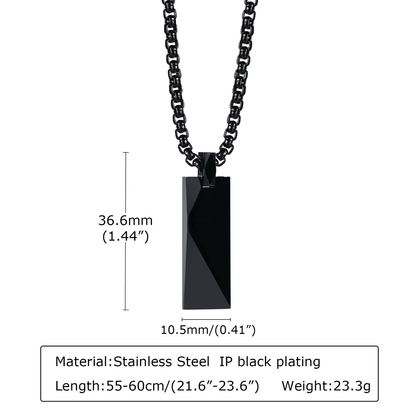 Contemporary Charm: Men's Geometric Rectangle Pendant Necklace in High-Quality Stainless Steel