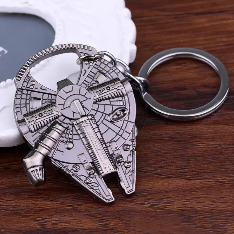 Unlock the Galaxy: Disney Star Wars Spaceship Keychain - Marvel Movie Character Cartoon Animation Pendant with Portable Bottle Opener - Man Gifts Shop