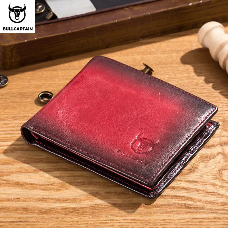 Original BULLCAPTAIN RFID Blocking Men's Leather Wallet Bifold Slim Wallet Multi-card Card Holder - Man Gifts Shop