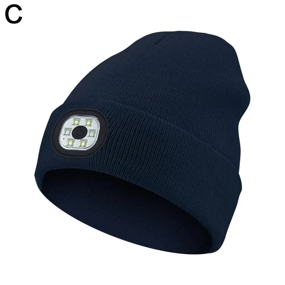 Unisex LED Beanie with Light, USB Rechargeable Hands-Free LED Headlamp Hat - Man Gifts Shop