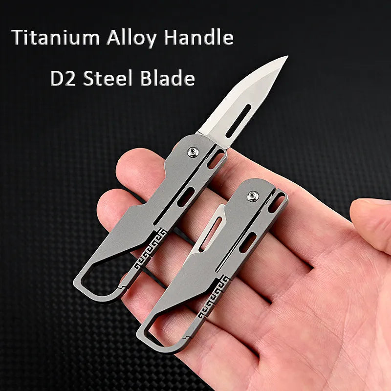 Compact and Mighty: MGS Titanium Alloy MINI Folding Knife with High Hardness D2 Blade – A Keychain Pendant Pocket Knife for Outdoor EDC and Self-defense - Man Gifts Shop