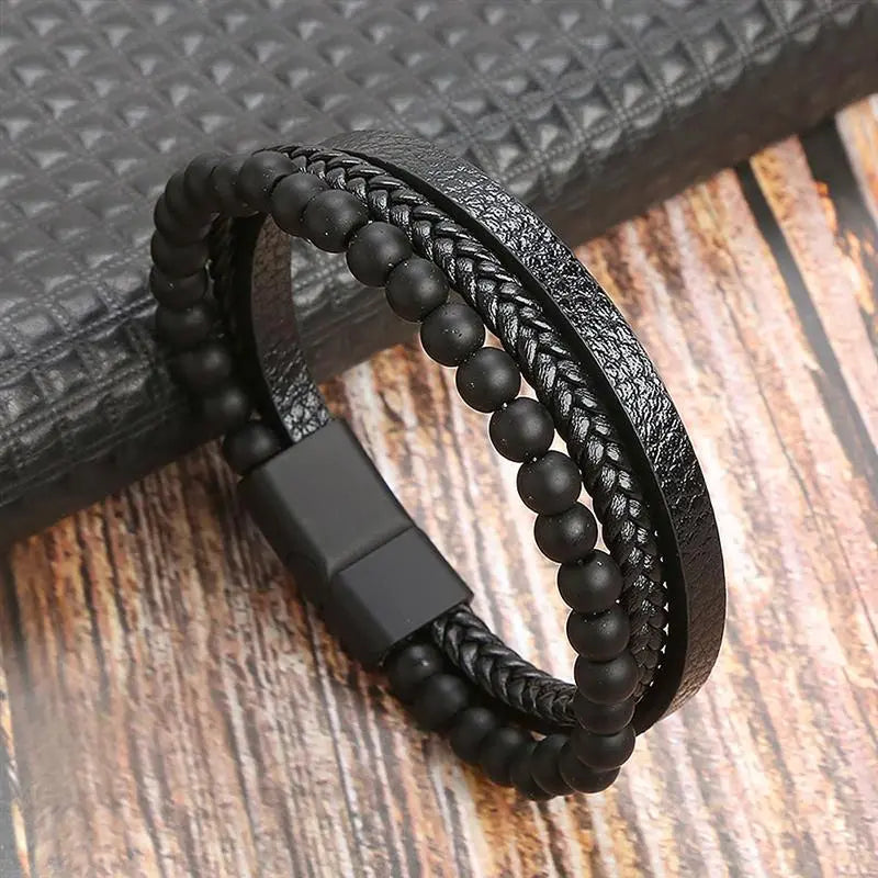 MGS Classic Men's Leather Bracelet New Style Hand-woven Multi-layer Jewelry - Man Gifts Shop