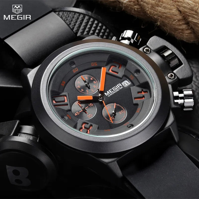 Original MEGIR Luxury Fashion Sport Military Chronograph Luminous Big Dial Men Watch - Man Gifts Shop