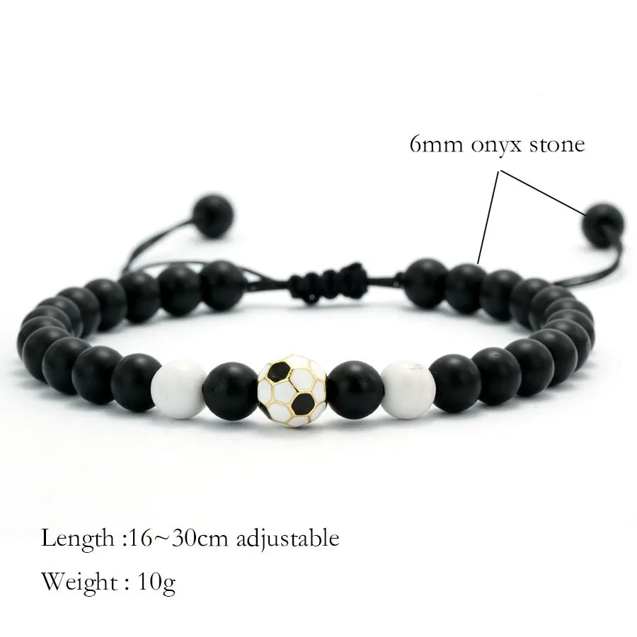 ⚽ Black Onyx Football Bracelet for Men
