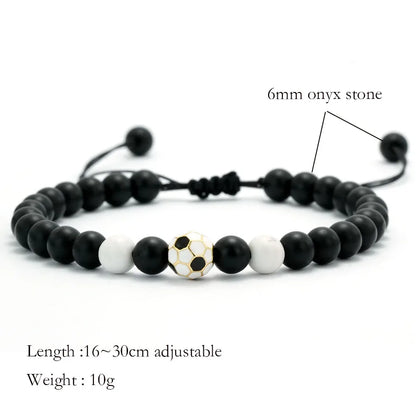 ⚽ Black Onyx Football Bracelet for Men