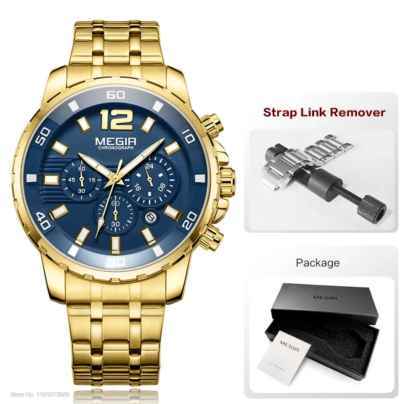 Original MEGIR Men's Stainless Steel Quartz Watch - Man Gifts Shop