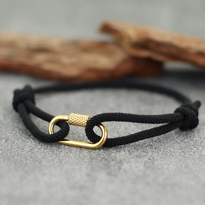 MGS Adjustable Handmade Rope Bracelet for Men – Stainless Steel Buckle & 3mm Beads