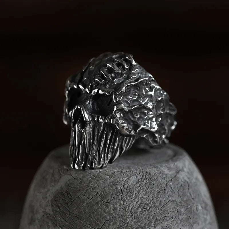 Elevate Your Edge: Unique Silver 316L Stainless Steel Heavy Sugar Skull Ring - Men's Mandala Flower, Santa Muerte, Biker Jewelry - Man Gifts Shop