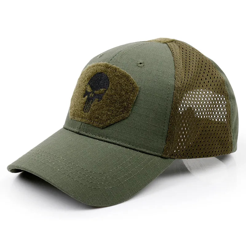 Stay Cool and Camouflaged with our MGS Military Skull Baseball Mesh Cap - Man Gifts Shop