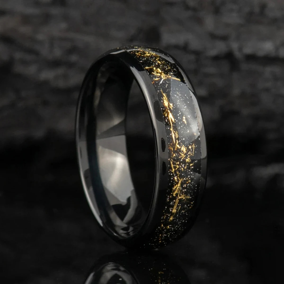 MGS Tungsten Carbide Meteorite Galaxy Black 6mm Ring