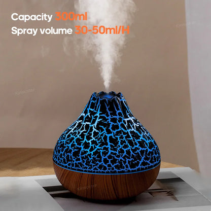 Original Kinscoter 300ML Volcano Air Humidifier – USB Mist Diffuser with 7-Color Light