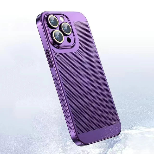 Cooling Hollow Heat Dissipation Case for iPhone 11-15 Pro Max, Mini, XS/XR/X (Colors: Black, Silver, Navy Blue, Light Blue)