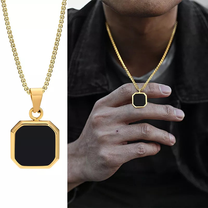 MGS Men's Geometric Square Pendant Necklaces: Casual Vintage Cool - Man Gifts Shop