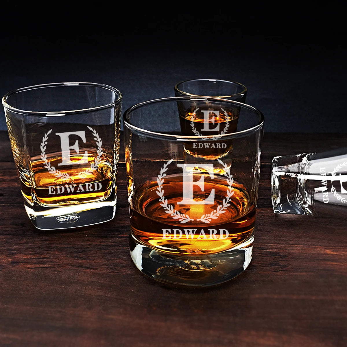 Customized Whiskey Glasses: Monogrammed Rocks Glass for Personalized Glassware, Ideal for Groomsmen Proposals and Father's Gifts - Man Gifts Shop