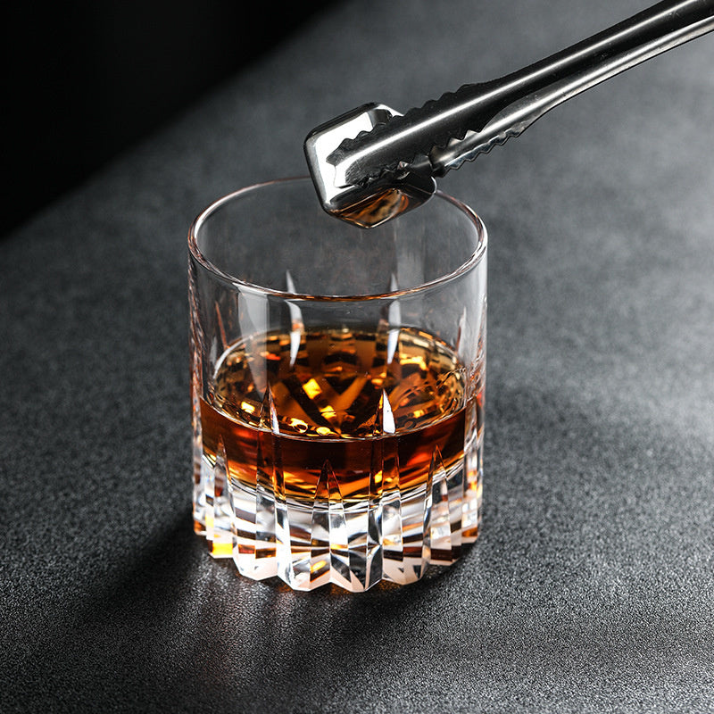 MGS Modern Style Vast Sky Manual Cut Crystal Sword Pattern Whisky Rock Glass