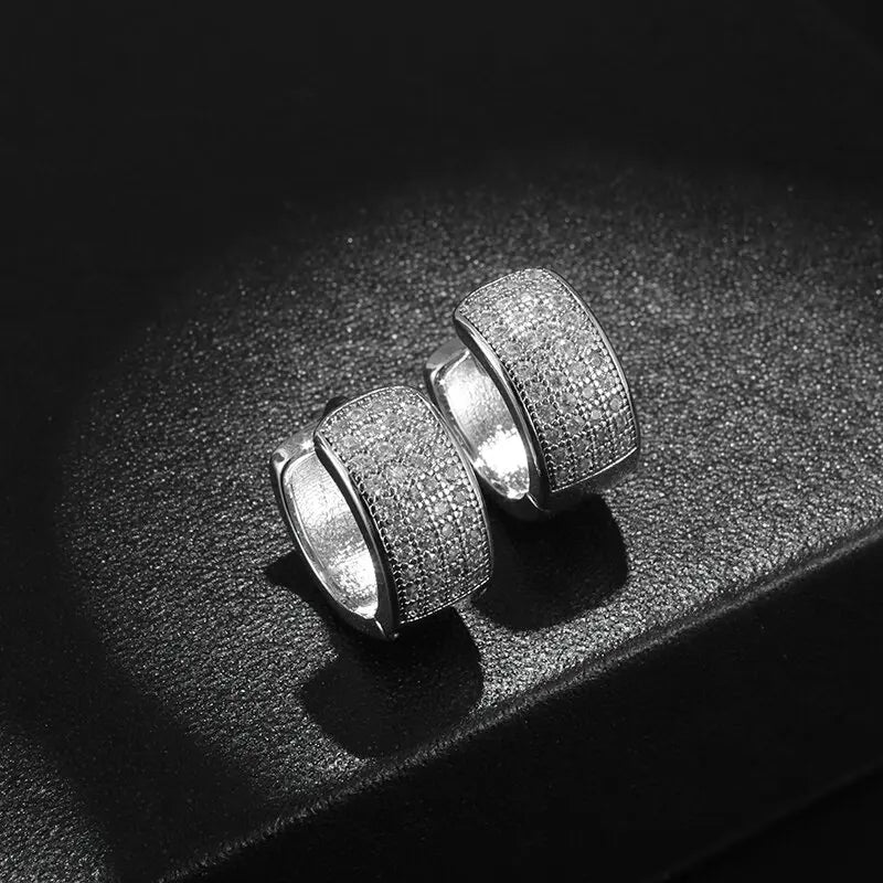 MGS Iced Out Hoop Earrings Zirconia Round Earrings for Men - Man Gifts Shop