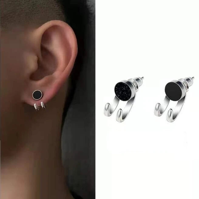 MGS Simple Zircon Stud Hook Shape Earrings - Man Gifts Shop