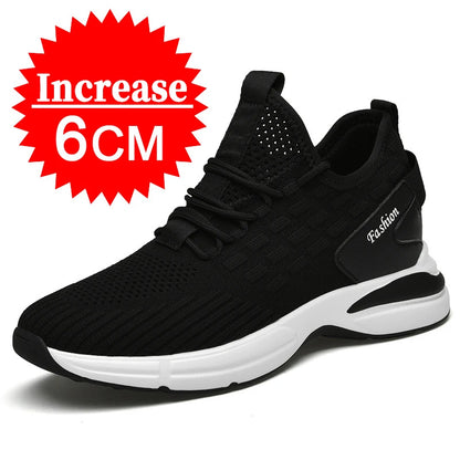 Men's Height Increasing Sneakers – 8cm Elevator Shoes with Breathable Mesh, Casual Sport Style for Taller Look