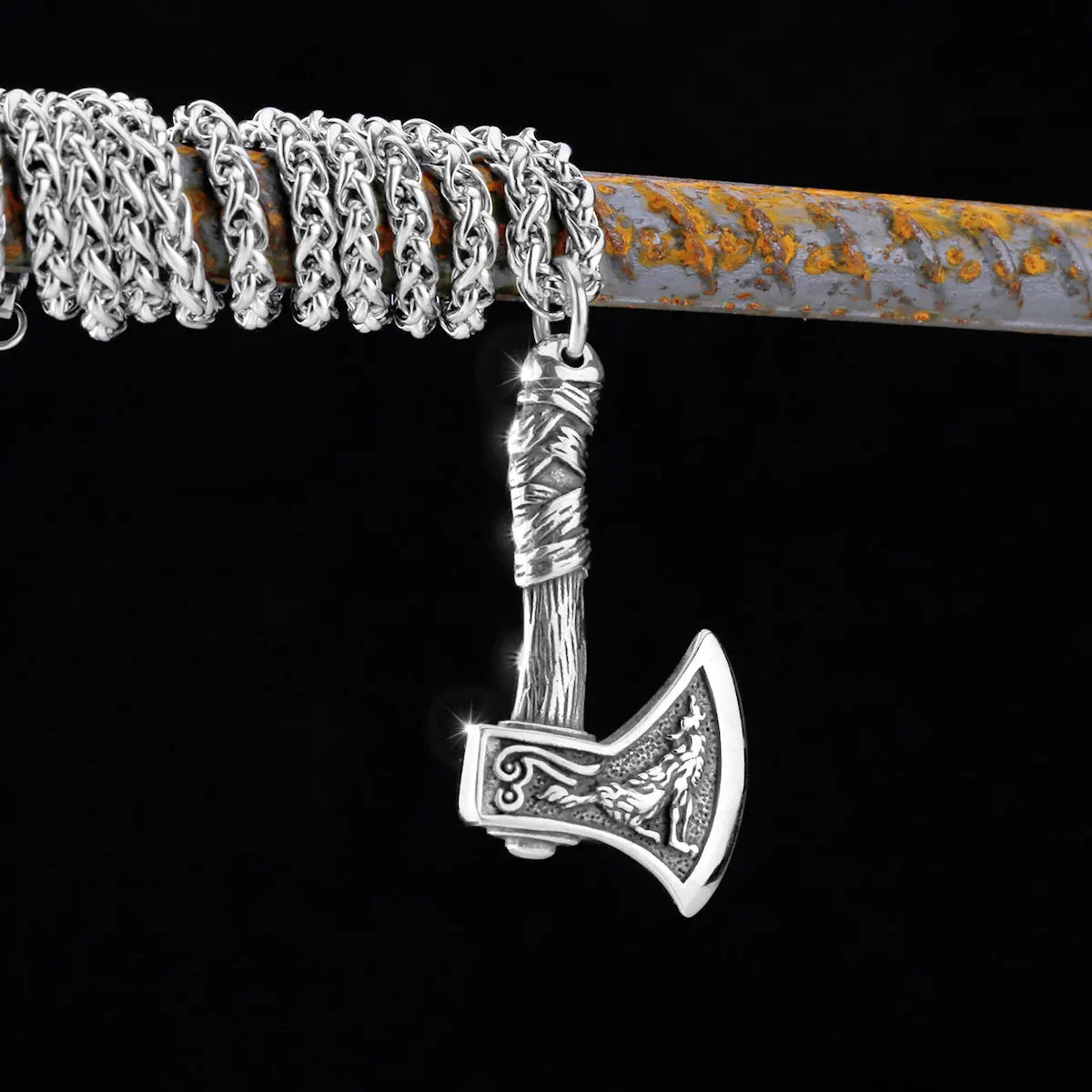 Forge Your Bold Viking Style with Stainless Steel Viking Axe Necklace - Valknut Pendant for Men - Man Gifts Shop