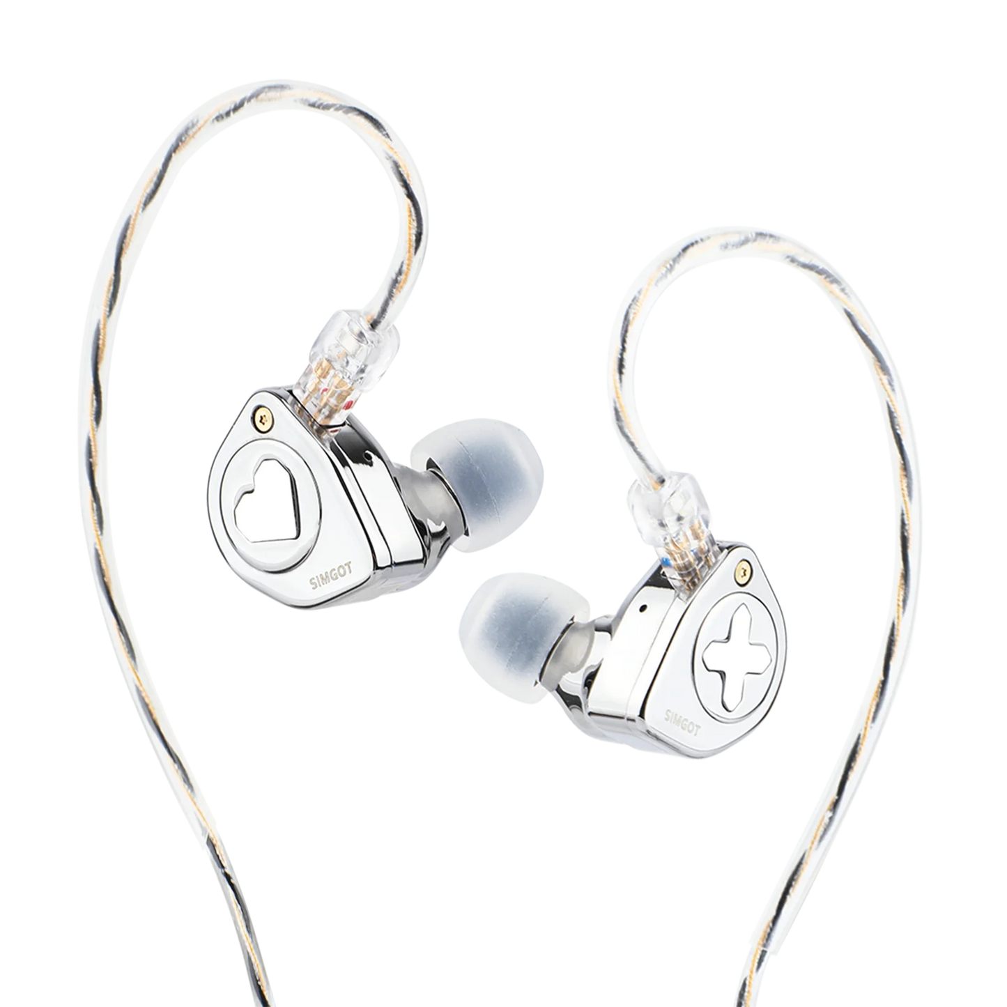 SIMGOT EW300 1DD+1Planar+1PZT Hybrid Driver IEM with Detachable Nozzles Silver-Plated OFC Cable