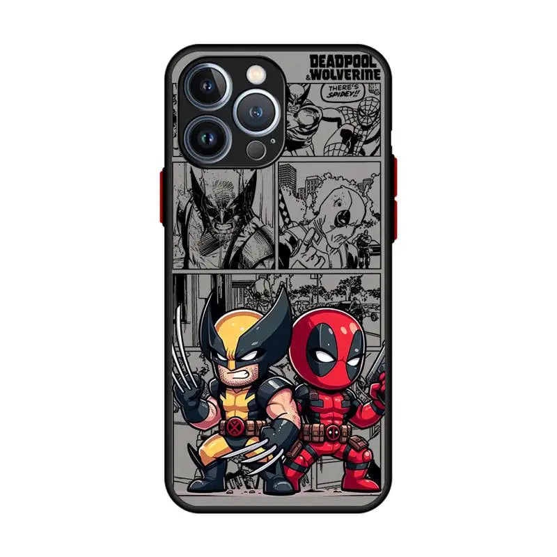 Marvel Deadpool and Wolverine Clear Matte Phone Case – Shockproof Silicone Bumper Case for iPhone 16/15/14/13/12/11 Pro Max, Mini, XS, XR, X, 7, 8 Plus