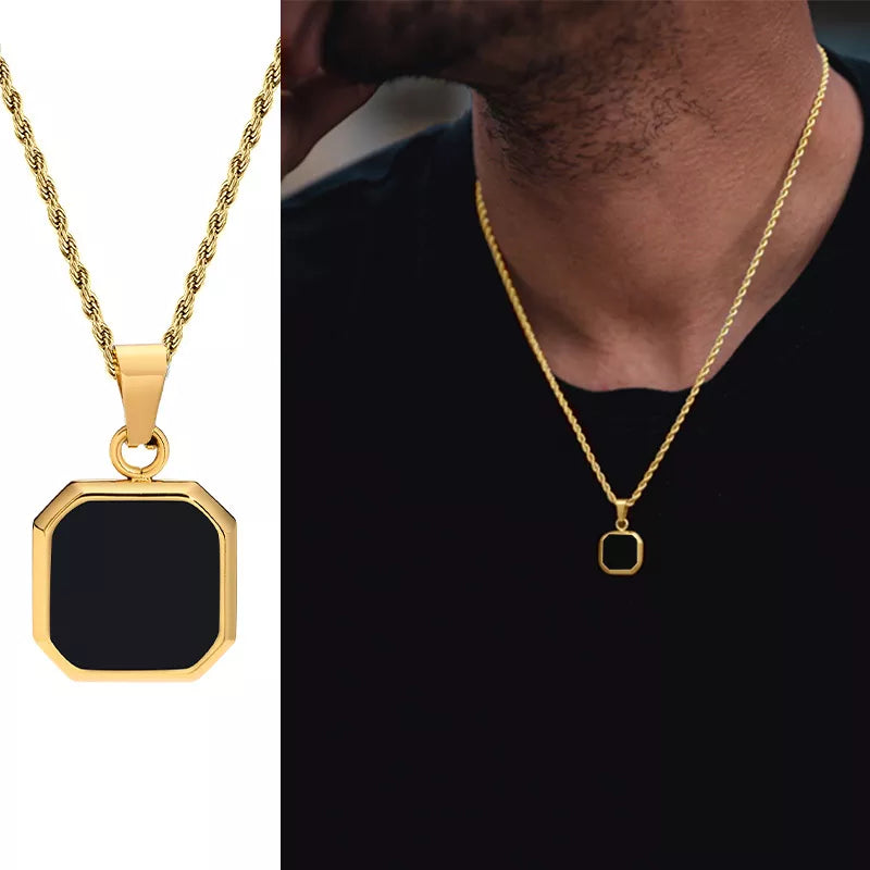 MGS Men's Geometric Square Pendant Necklaces: Casual Vintage Cool - Man Gifts Shop