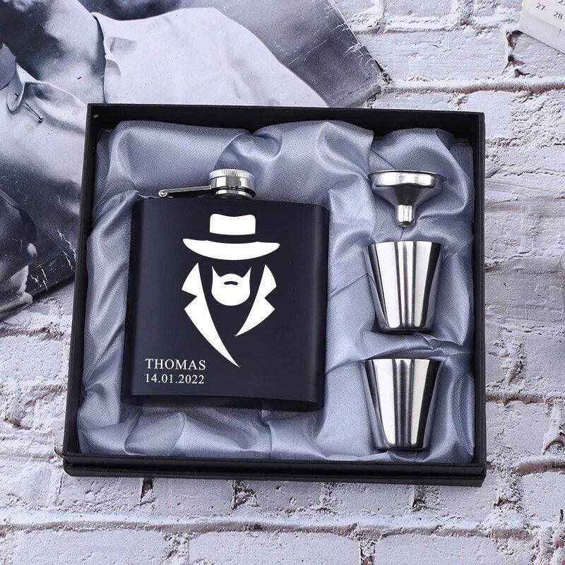 Custom Engraved Stainless Steel 6oz Hip Flask - Man Gifts Shop