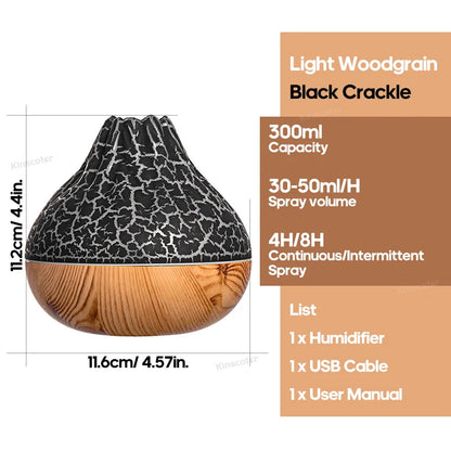 Original Kinscoter 300ML Volcano Air Humidifier – USB Mist Diffuser with 7-Color Light