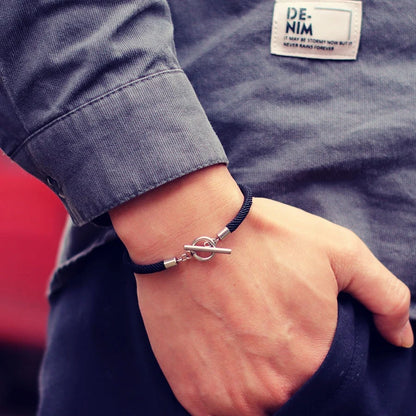 MGS Men's Bracelet - Thread Rope with Stainless Steel OT Buckle, Available in 7 Colors, Milan String Nautical Beach Style