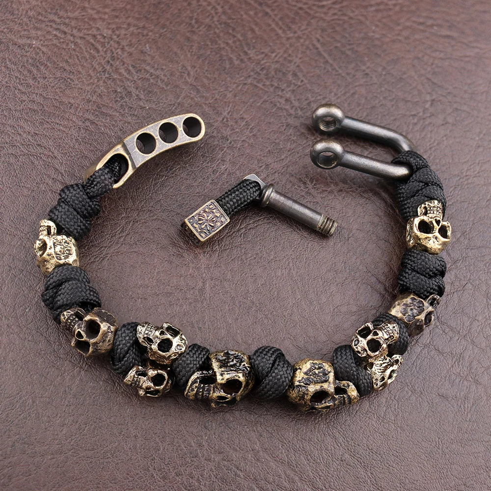 MGS Skull Gothic Adjustable Woven Charm Male Jewelry Bracelet