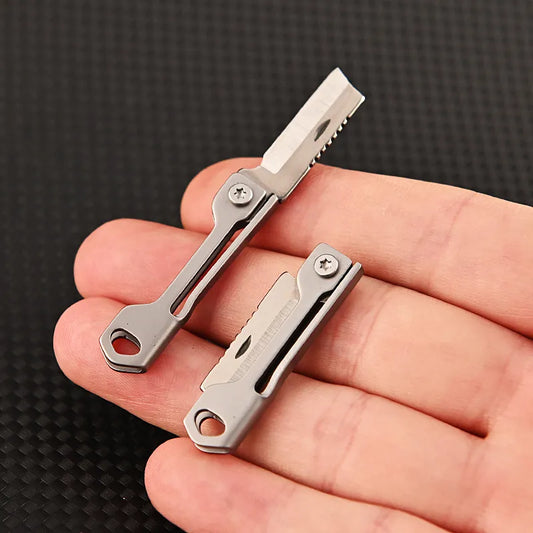 MGS EDC Stainless Steel Mini Square Head Keychain Folding Knife