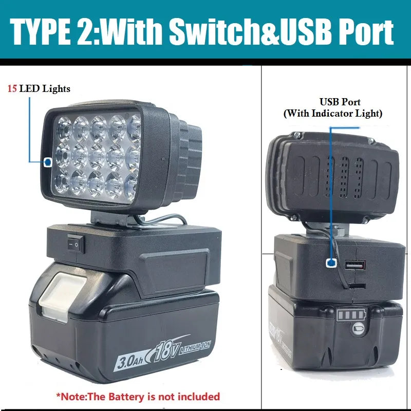 LED Light With USB Charger With Switch for Makita 18V Li-ion Battery - Man Gifts Shop