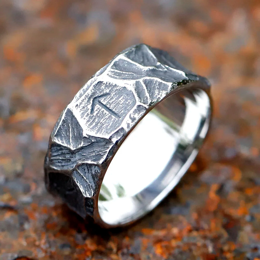 MGS Vintage 316L Stainless Steel Viking rune Ring for Men