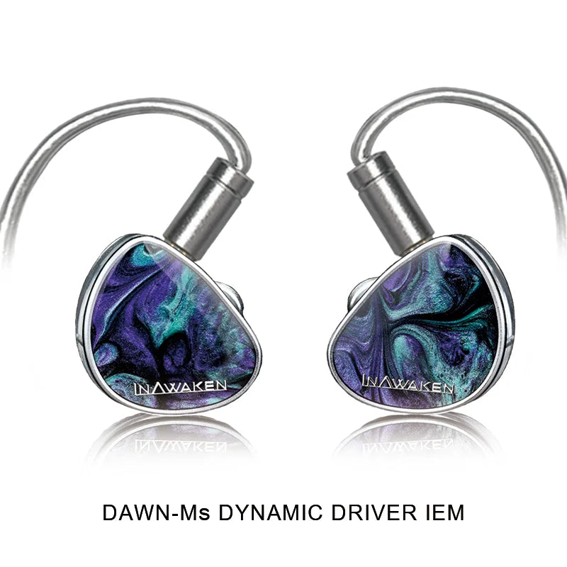 INAWAKEN DAWN Ms Purple-Gold Diaphragm Dynamic Driver IEM Headphones with OFC Shielded Cable