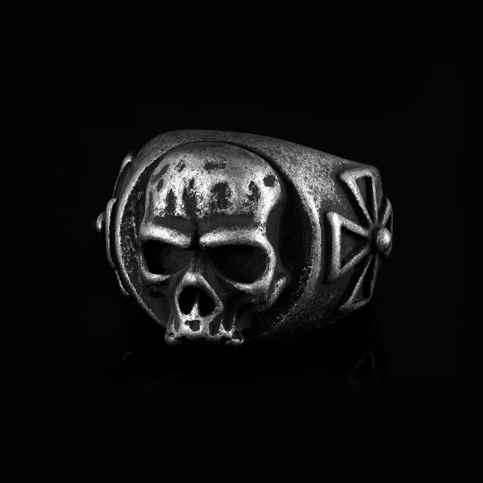 Elevate Your Edge: Unique Silver 316L Stainless Steel Heavy Sugar Skull Ring - Men's Mandala Flower, Santa Muerte, Biker Jewelry - Man Gifts Shop