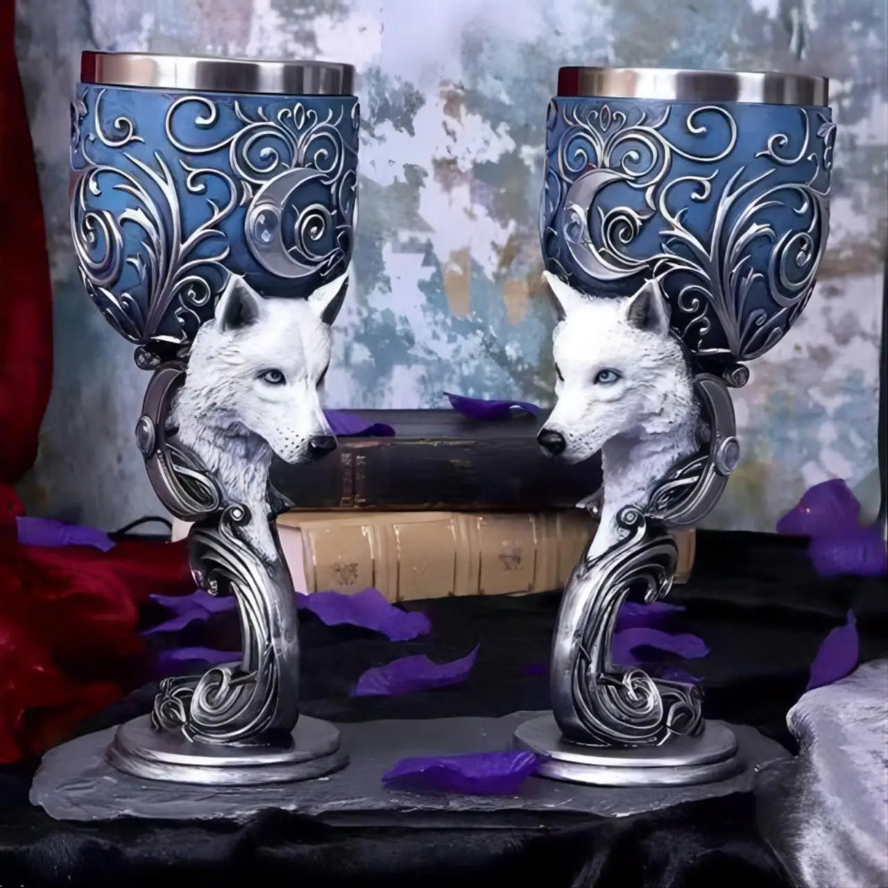 Unleash Your Spirit: Western Dragon Goblet - Personalized Stainless Steel Red Wine Cup with 3D Wolf Head Design