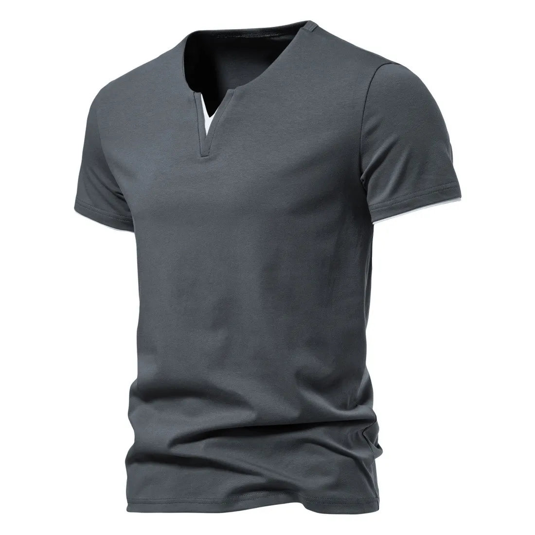 MGS Elevate Your Summer Style with Men's Slim Fit Henley V-Neck Tees - Man Gifts Shop