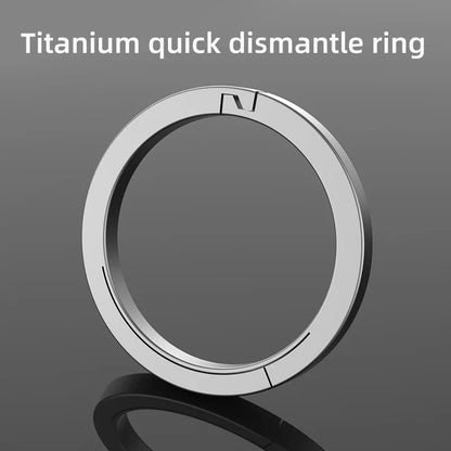 A silver titanium alloy quick release keychain buckle with a sleek metallic finish.