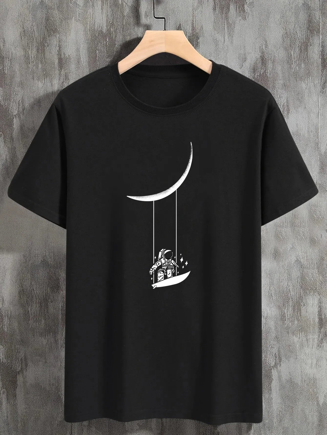 Embark on an Out-of-This-World Journey with MGS Astronaut Moon Swing Print T-Shirt - Man Gifts Shop