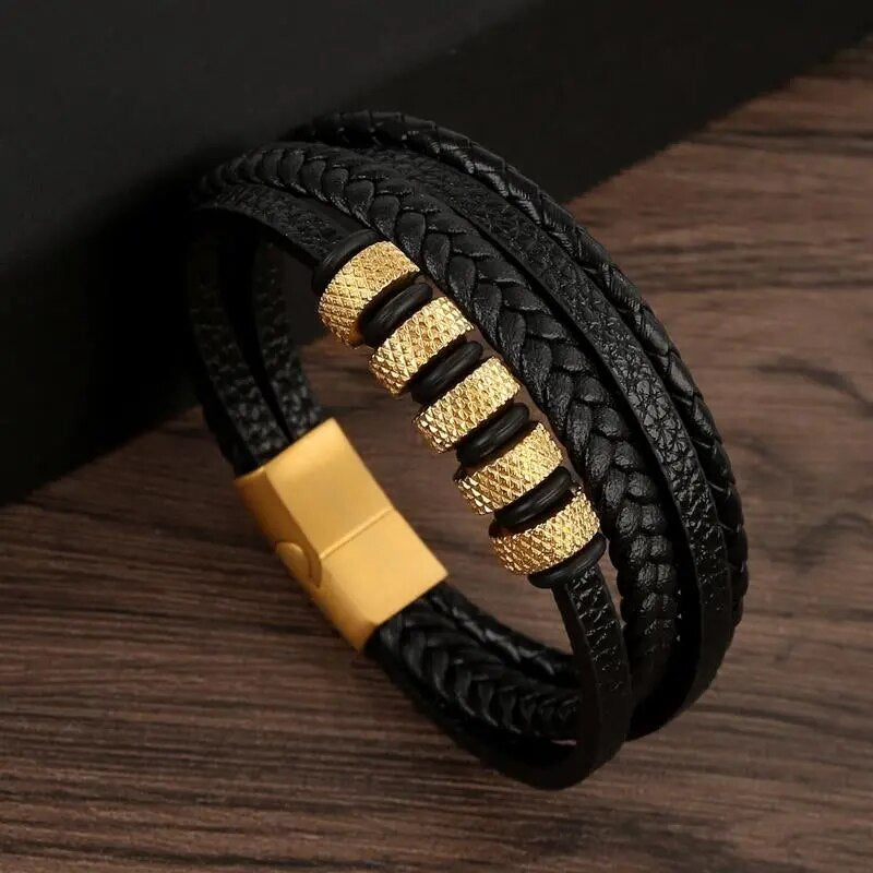 MGS Classic Men's Leather Bracelet New Style Hand-woven Multi-layer Jewelry - Man Gifts Shop