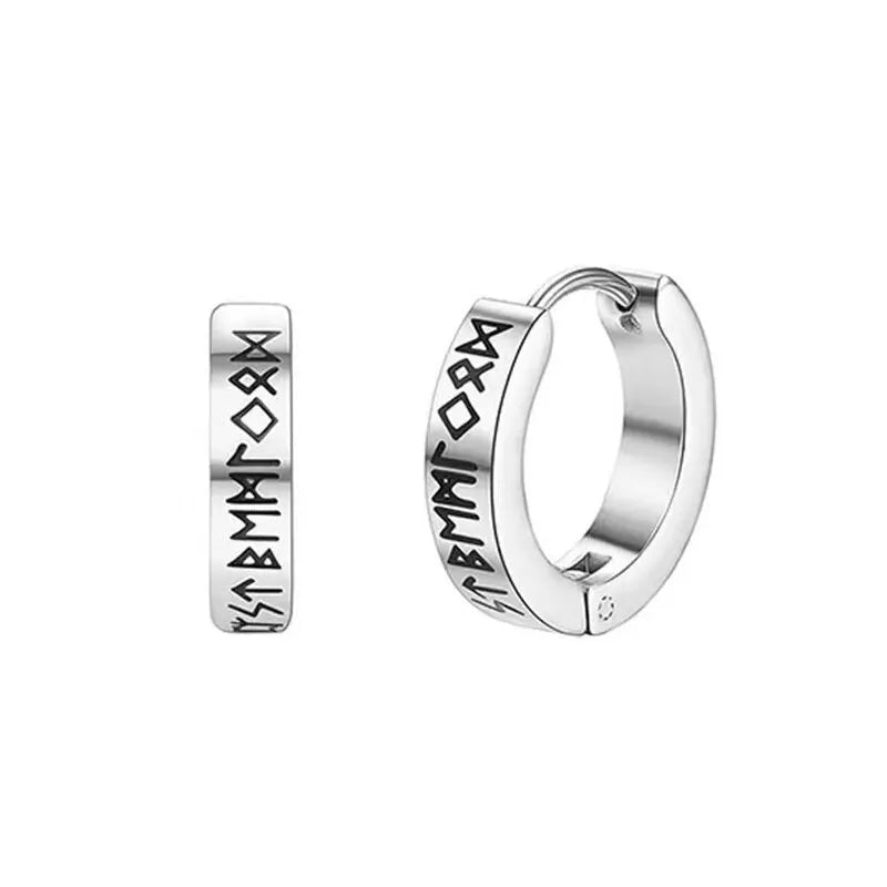 MGS Stainless Steel Norwegian Viking Rune Hoop Earrings For Men - Man Gifts Shop