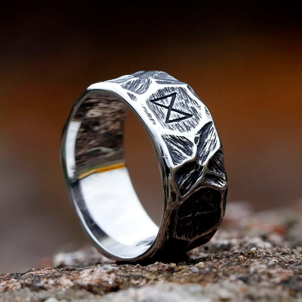 MGS Vintage 316L Stainless Steel Viking rune Ring for Men