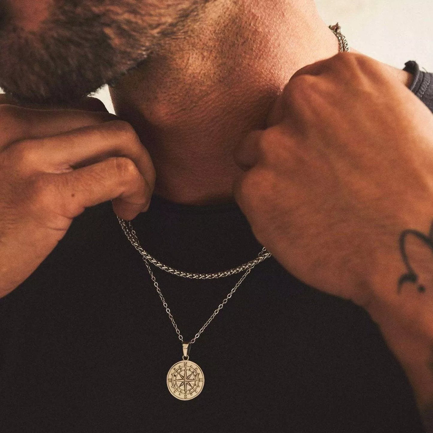 Discover Our MGS Stylish Layered Compass Necklaces for Men - Man Gifts Shop