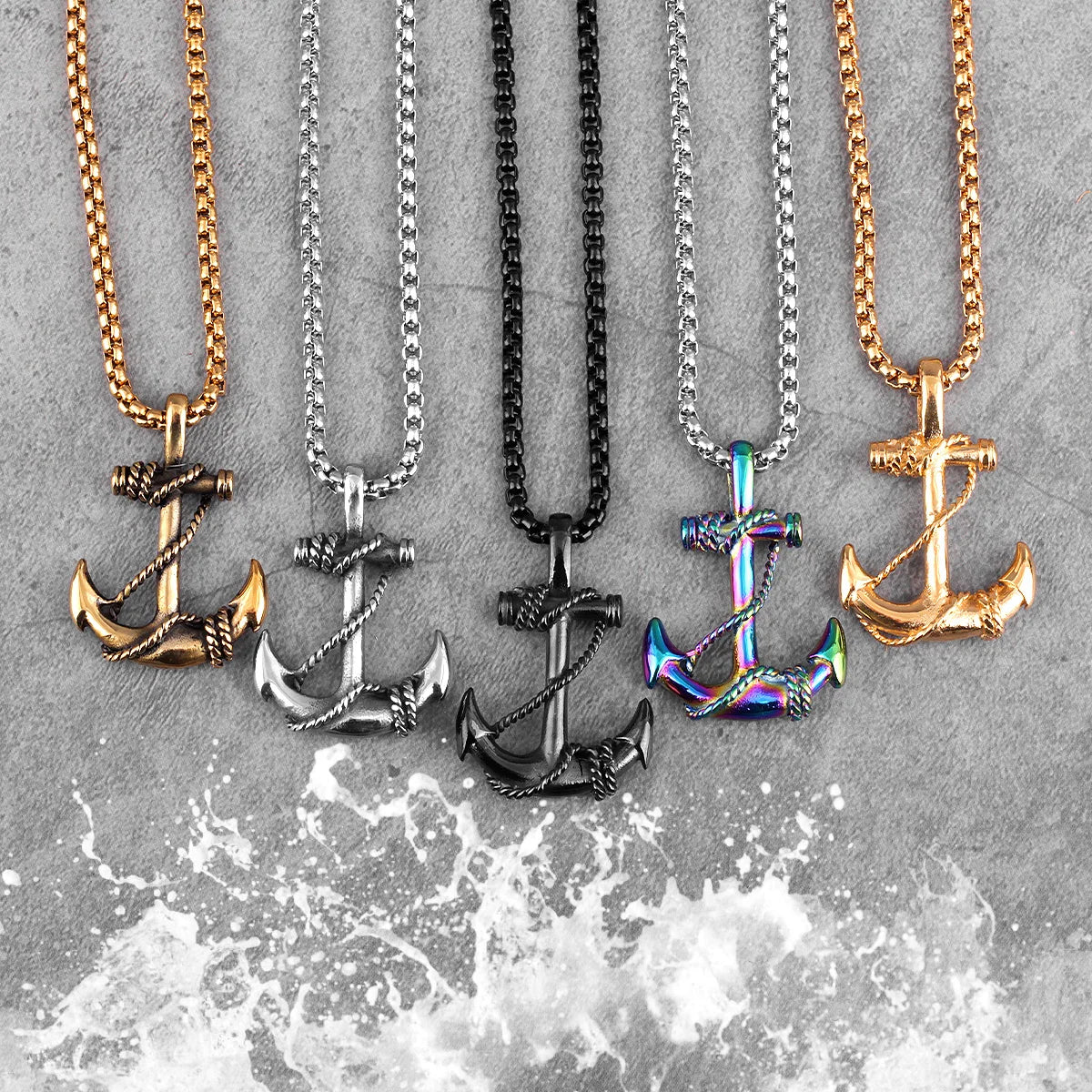 Navigate Your Style: Stainless Steel Sea Anchor Necklace for Men